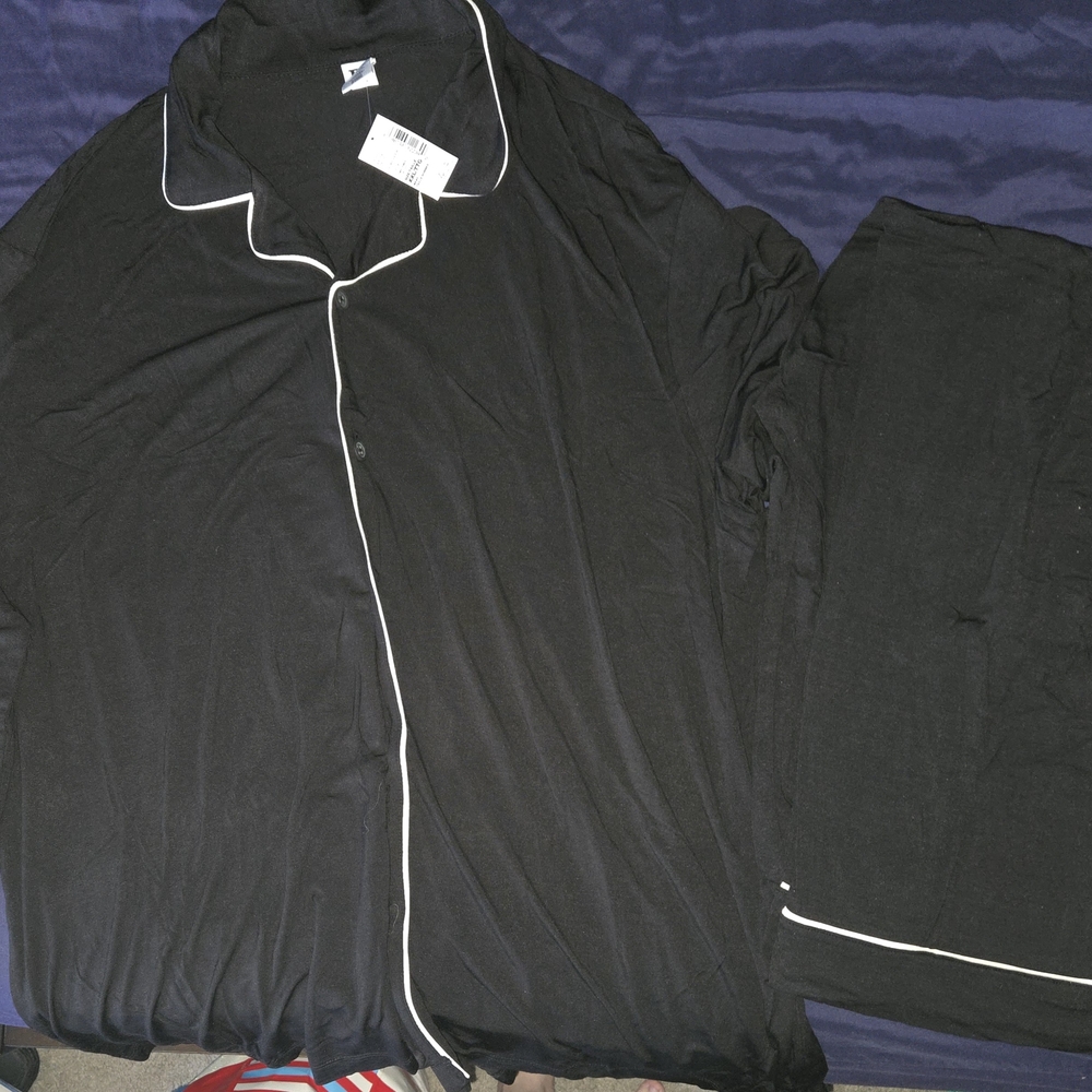 Forever 21 Black Pajama Set with White Trim